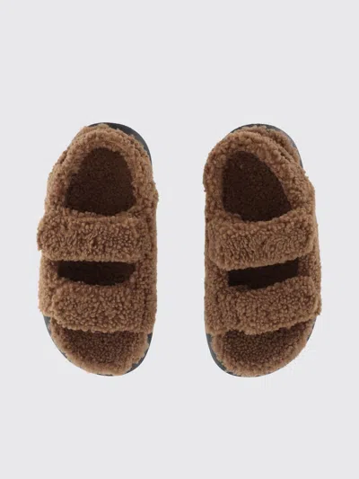 Moon Boot Shearling Sandals With Thick Sole In Brown