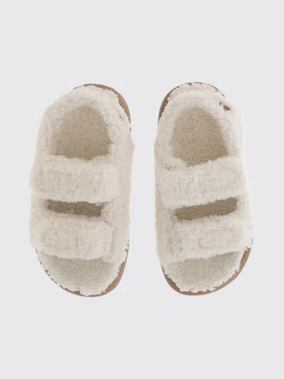 Moon Boot Shearling Sandals With Thick Sole In White