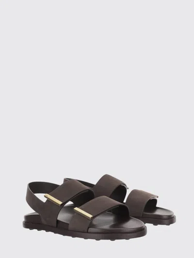 Tod's Leather Slingback Sandals Open Toe Design In Brown