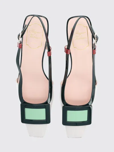 Roger Vivier 45mm Belle Vivier Patent Leather Lacquered Buckle Slingback Pumps In Multi