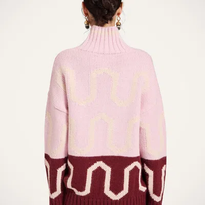 La Doublej Patterned Turtleneck Sweater In Pink