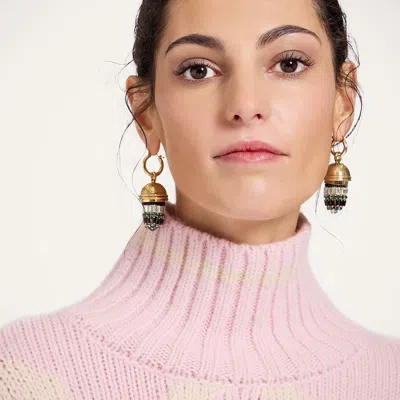 La Doublej Patterned Turtleneck Sweater In Pink