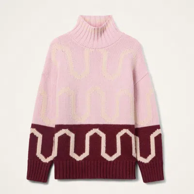 La Doublej Patterned Turtleneck Sweater In Pink