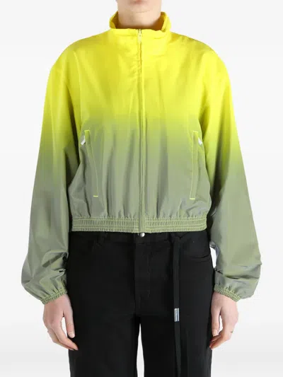 Alexander Wang Reflective Shrunken Track Jacket In Green