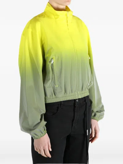 Alexander Wang Reflective Shrunken Track Jacket In Green