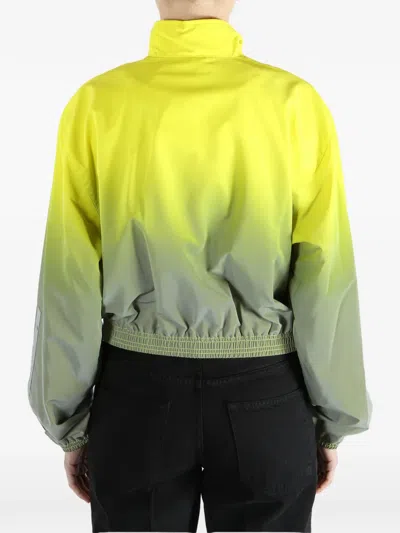 Alexander Wang Reflective Shrunken Track Jacket In Green
