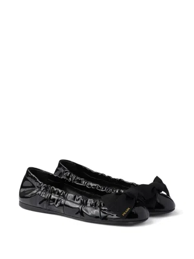 Prada Women Black Leather Ballet Flats, 3.5 Luxury Ballet Flats For Women Darveys