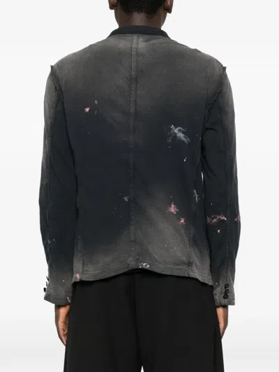 Khoki Button Distressed Jacket In Black
