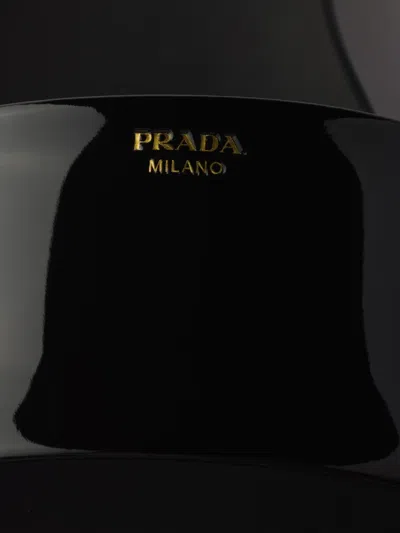 Prada Black Leather Slippers In Black