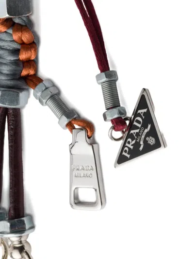 Prada Triangle Logo Robot Keyring In Multi
