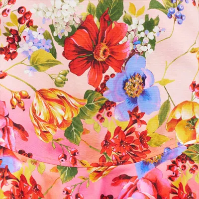 Roberto Cavalli Floral Silk Blend Dress High Neck In White