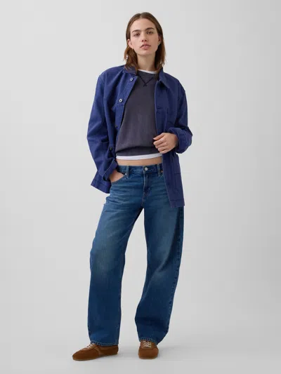 Gap Curvy Mid Rise Barrel Jeans In Medium Wash