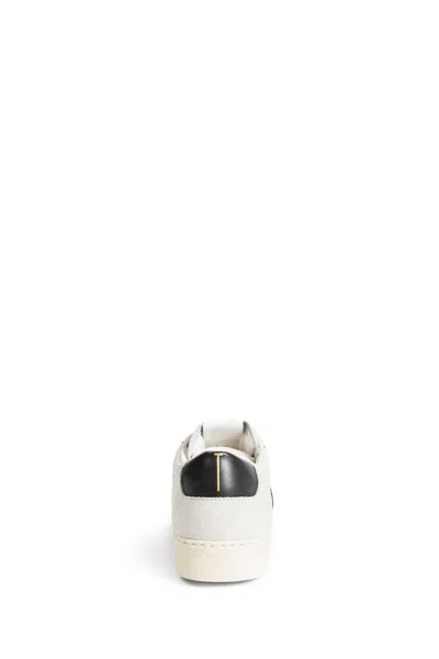 Tom Ford Panelled Suede And Grained Leather Sneakers In White