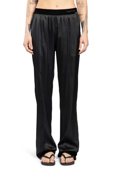 Tom Ford Stretch Silk Satin Pj Pants Trousers Black In Black