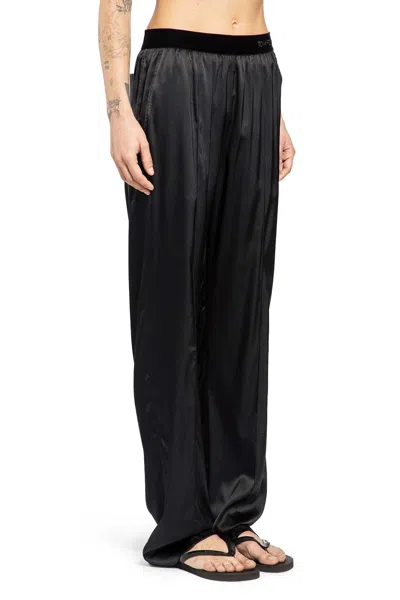 Tom Ford Stretch Silk Satin Pj Pants Trousers Black In Black