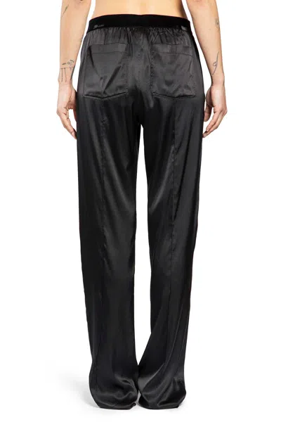 Tom Ford Stretch Silk Satin Pj Pants Trousers Black In Black