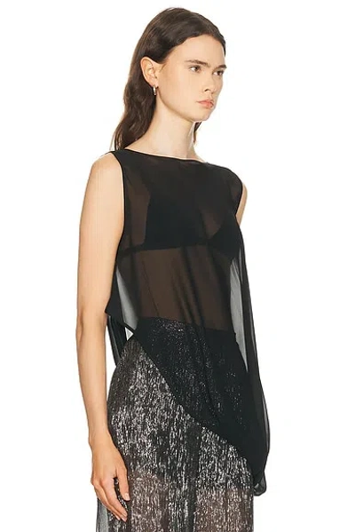 Sev Silk Side Drape Top In Black