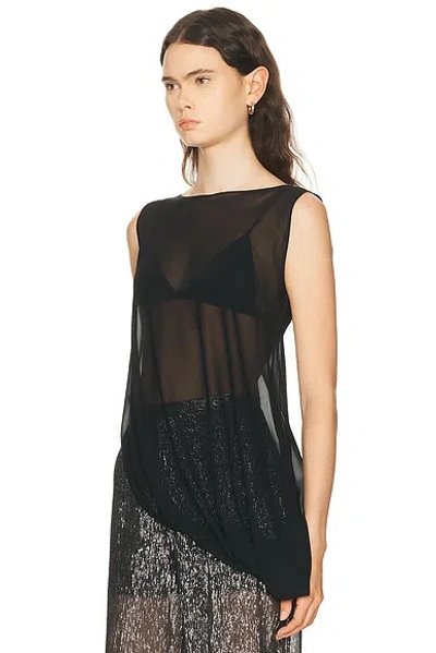 Sev Silk Side Drape Top In Black