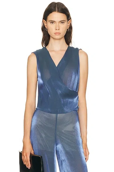 Sev For Fwrd Wrap Drape Top In Blue