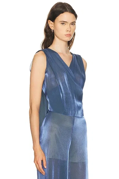 Sev For Fwrd Wrap Drape Top In Blue