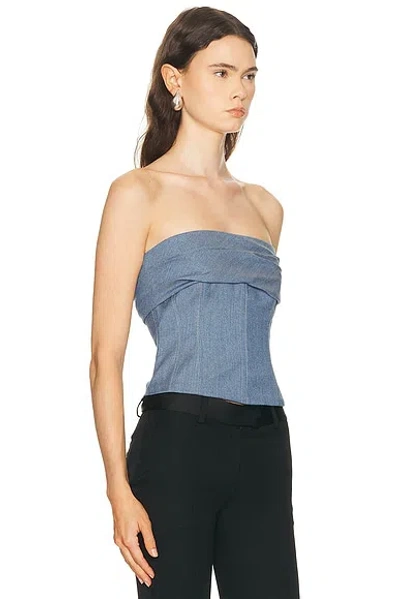 Sev Tailored Drape Corset Top In Blue