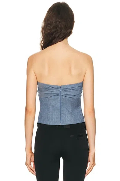 Sev Tailored Drape Corset Top In Blue