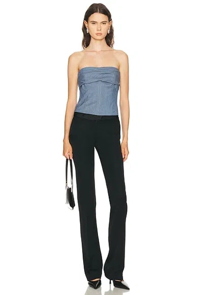 Sev Tailored Drape Corset Top In Blue