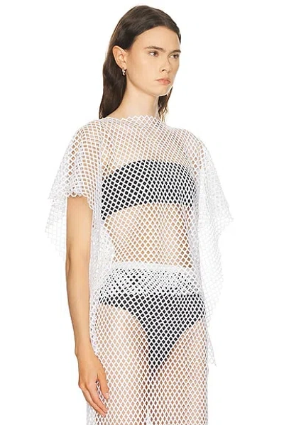 Sev Sequin Mesh Top In White
