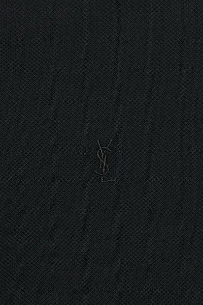 Saint Laurent Cassandre Polo Shirt In Cotton Piqu In Black