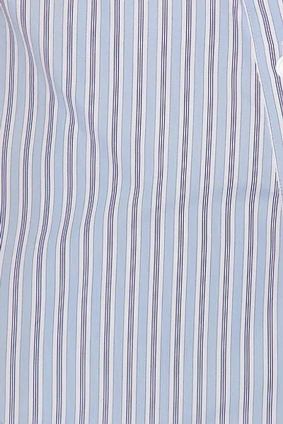 Attico Knotted Striped Cotton-poplin Mini Dress In Blue