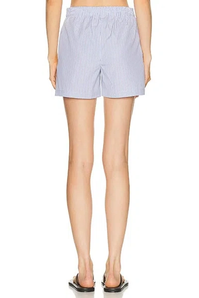 Attico Striped Cotton Poplin Lounging Shorts In Transparent