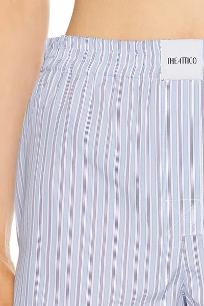 Attico Striped Cotton Poplin Lounging Shorts In Transparent