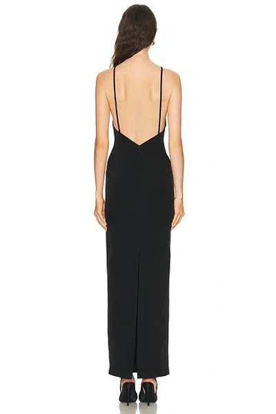 Attico Long Dress Cady Ostrich Feathers Detail In Brown