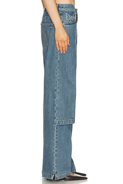 Attico Blue Jeans With Logo Detail On The Pocket And Logo Patch On The Rear In Denim Woman