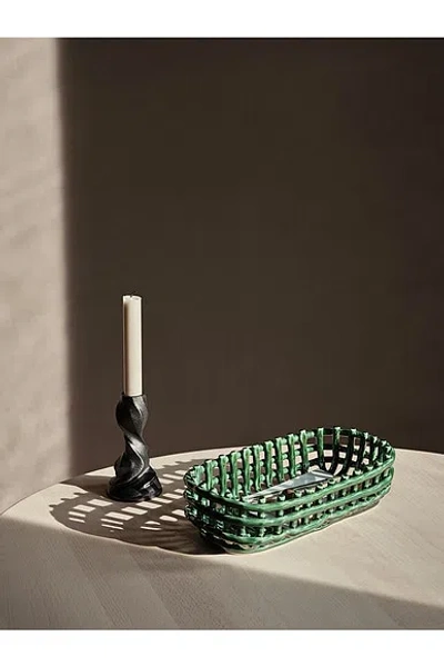 Ferm Living Oval Ceramic Basket In Emerald