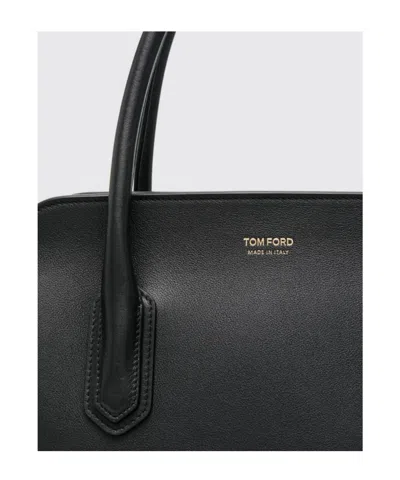 Tom Ford Medium Top Handle In Natural Grain Leather In Purple