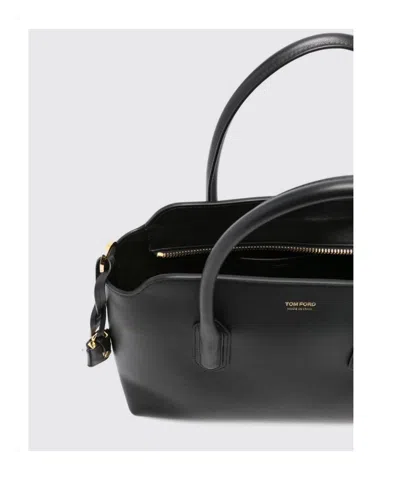 Tom Ford Medium Top Handle In Natural Grain Leather In Purple