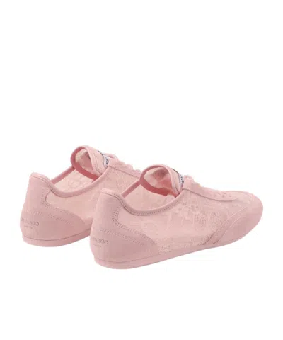 Jimmy Choo Sunny Floral Lace And Suede Trainers In Pink