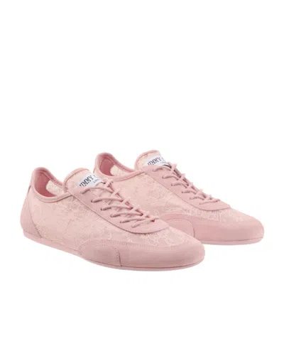 Jimmy Choo Sunny Floral Lace And Suede Trainers In Pink
