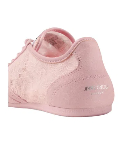 Jimmy Choo Sunny Floral Lace And Suede Trainers In Pink