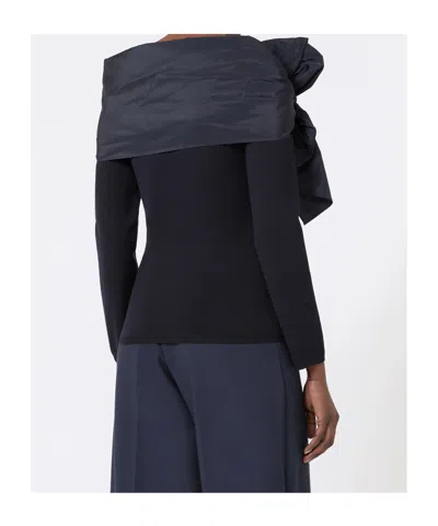 Max Mara Bow-decorated Wool Sweater In Black