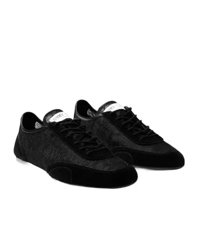 Jimmy Choo Sunny Leather-trimmed Suede And Lace Sneakers In Black