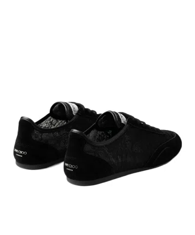 Jimmy Choo Sunny Leather-trimmed Suede And Lace Sneakers In Black