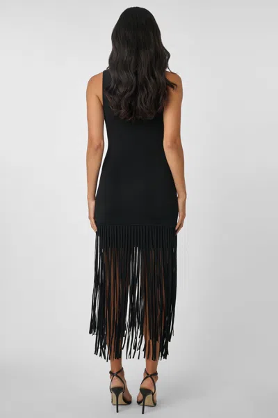 Toccin Margaux Racer Mini Dress With Fringe In Black
