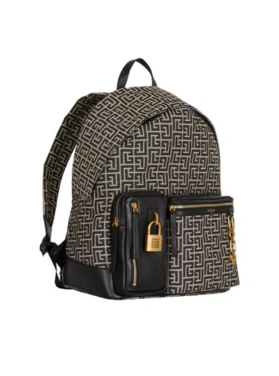 Balmain Pulse Monogram Jacquard Backpack In Black