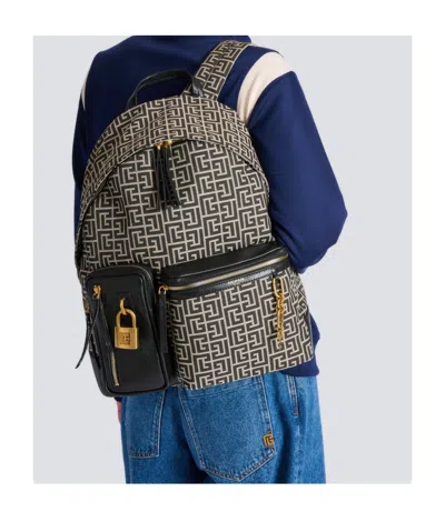 Balmain Pulse Monogram Jacquard Backpack In Black