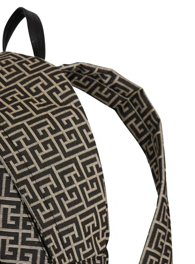 Balmain Pulse Monogram Jacquard Backpack In Black