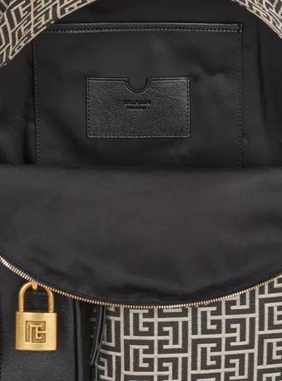 Balmain Pulse Monogram Jacquard Backpack In Black