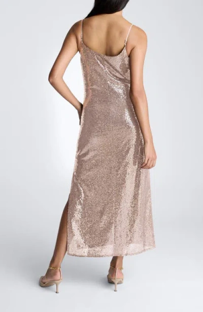 Kenneth Cole Sequin Cowl Neck Maxi Slip Dress In Multicolor