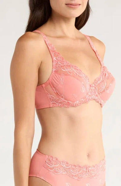 Hunkemoller Hunkemöller Diva Embroidered Mesh Underwire Bra In Orange